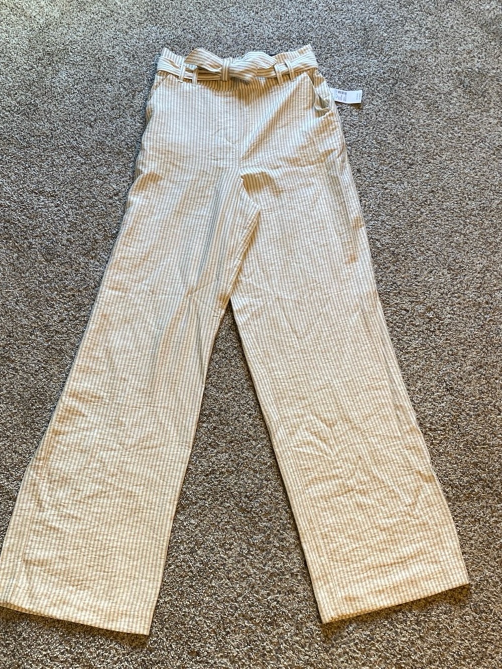 Maurices NWT Women’s Cream and Beige Striped Wide-Leg Pants Size Small